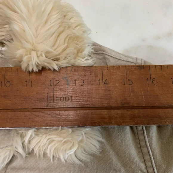 Trucker Jacket Medium Tan Cropped Faux Fur Cotton Outer Retro Penny Lane - Picture 11 of 11